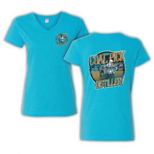 Women V-Neck Short Sleeve T-Shirt - Aqua